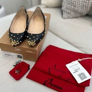 Authentic Christian Louboutin degraspike gold black flats 37